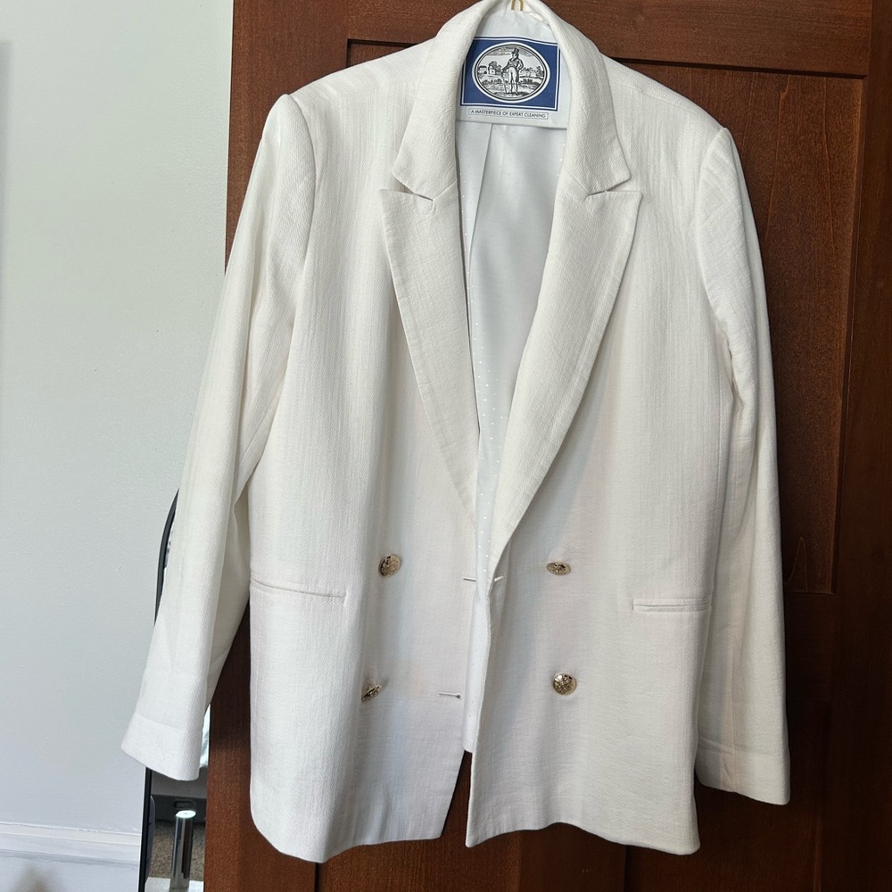 Banana Republic White Double-Breasted Blazer